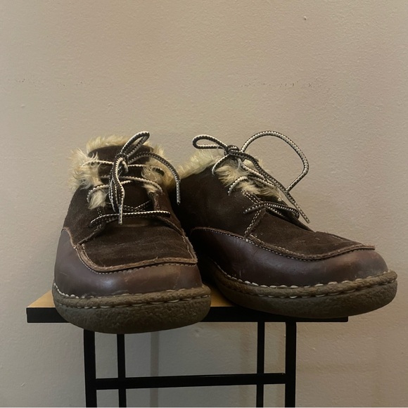 WindRiver Brown Leather & Suede Faux-Fur Lined Lace-Up Loafers – Size 9 GUC - Picture 4 of 16